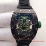 Copy Richard Mille RM 052 Black Case Green Skull Dial Mens Watch